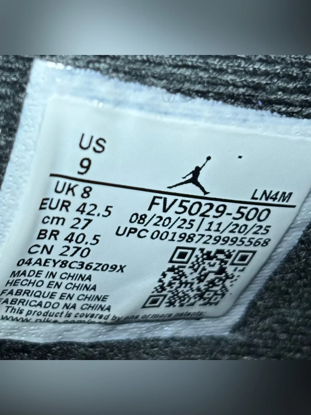 Jordan 4 Retro Lakers 2026 Size 9